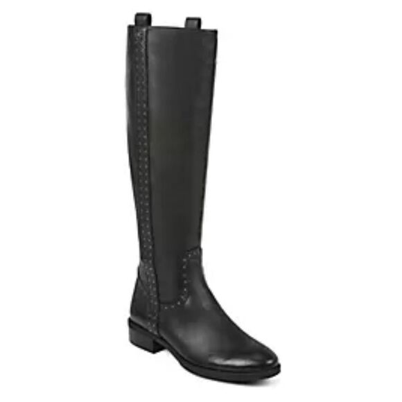 Sam Edelman Prina Studded Riding Boots US Black Leather 6.5 - Picture 1 of 6
